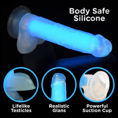 7 Inch Glow-in-the-Dark Silicone Dildo with Balls