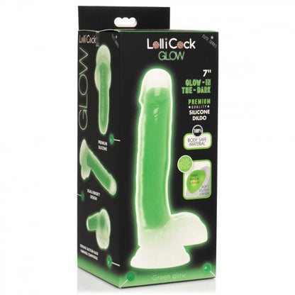 7 Inch Glow-in-the-Dark Silicone Dildo with Balls