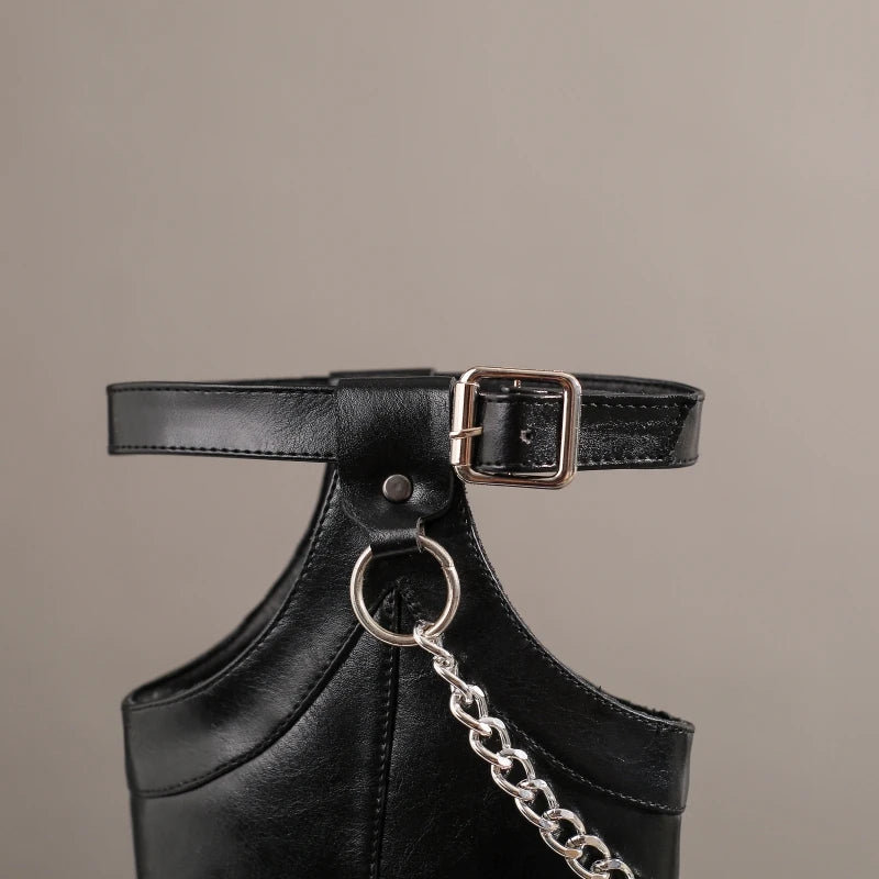 Cum In Me Cowboy Sexy Chain Knee High Boot Heels