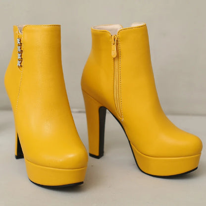 Disco Crystal Side Ankle Boot Heels