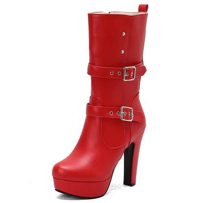 Milk Me Mid-Calf Ankle Boot Heels