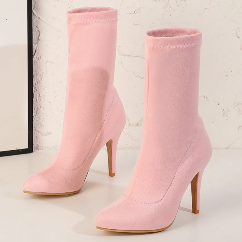 Sugar Sweet Cock Sock Ankle Boot Heels