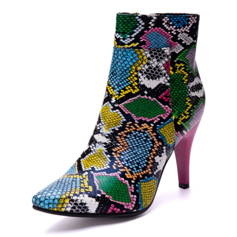 Strutting Sneaky Snake Ankle Boot Heels