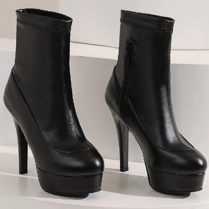 Luscious London Side Zipper Ankle Boot Heels