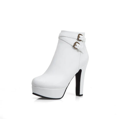 Do Me In The Booty Side Buckle Platform Ankle Boot Heels
