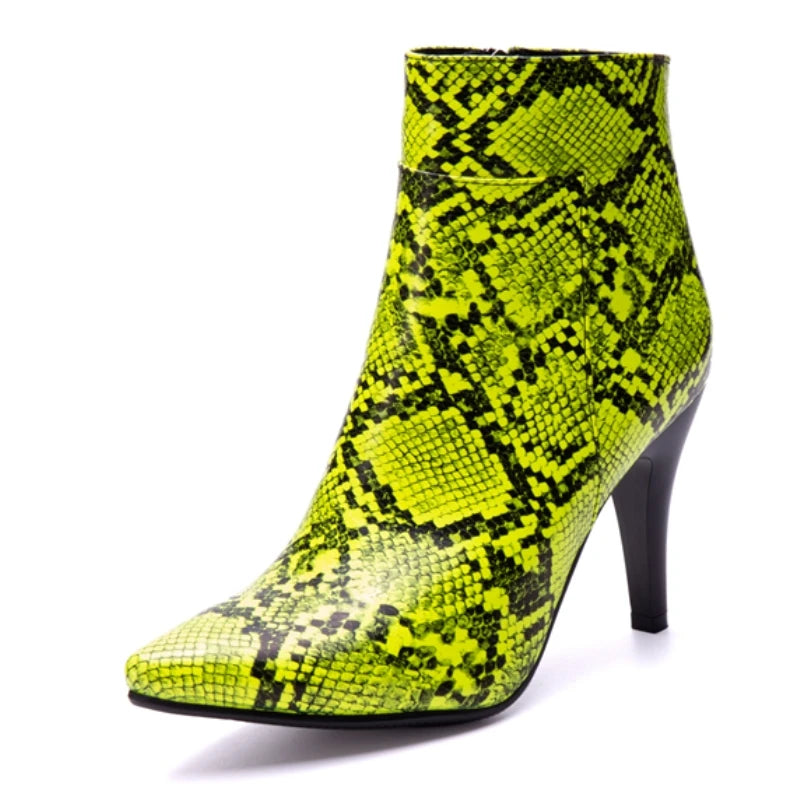 Strutting Sneaky Snake Ankle Boot Heels