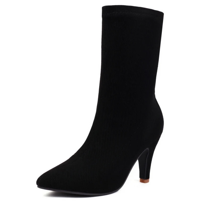 Simp And Soft Sock Ankle Boot Heels