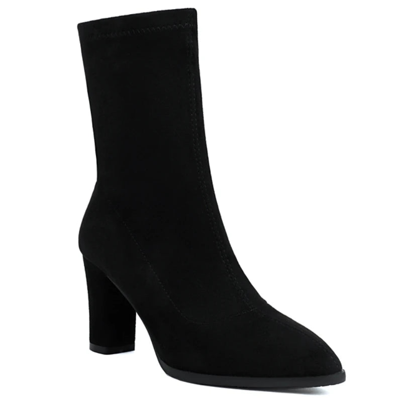 Sexy Stud Ankle Sock Boot Heels