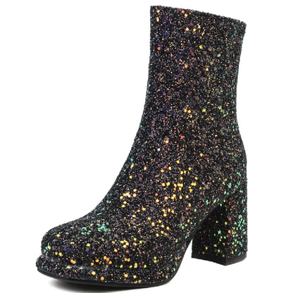 Sexy Sassy Savvy Sequined Ankle Boot Heels