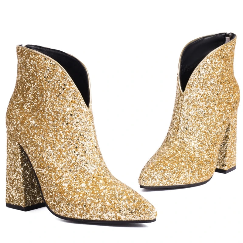 Shade & Shimmer Sequence Ankle Boot Heels