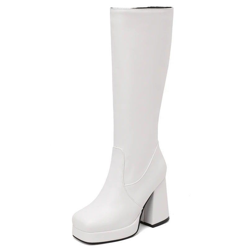 Strutting Sally Platform Knee High Boot Heels