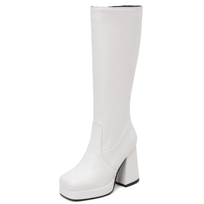 Strutting Sally Platform Knee High Boot Heels