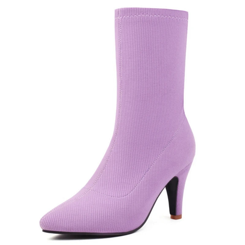 Simp And Soft Sock Ankle Boot Heels