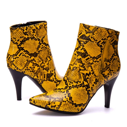 Strutting Sneaky Snake Ankle Boot Heels