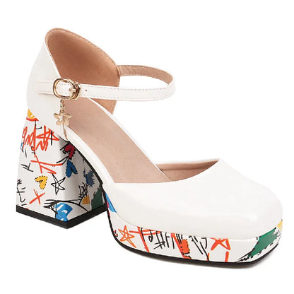 Sketchbook Boi Ankle Strap Sandal Heels