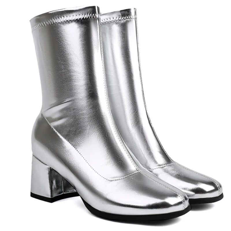 Shiny Chic Ankle Boot Heels
