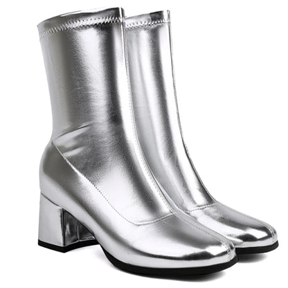 Shiny Chic Ankle Boot Heels