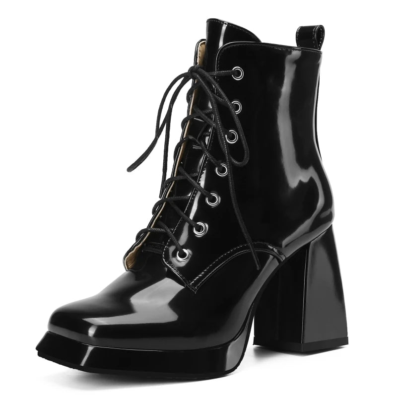 Rub Me Rubber Chunky Ankle Boot Heels