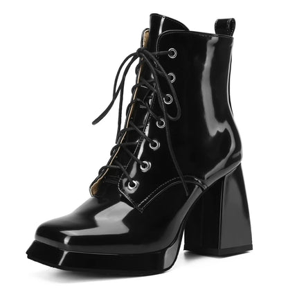 Rub Me Rubber Chunky Ankle Boot Heels