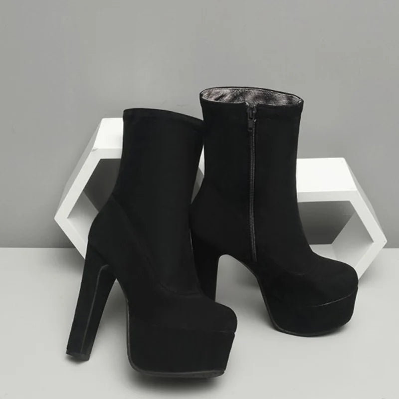 Bangin' Bussy Babe Mid-Calf Platform Boot Heels