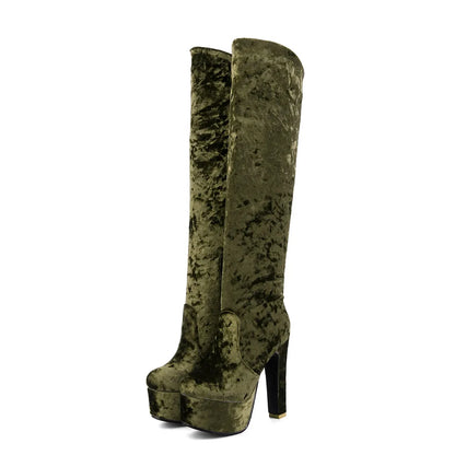 Marry Me Velvet Platform Knee High Boot Heels