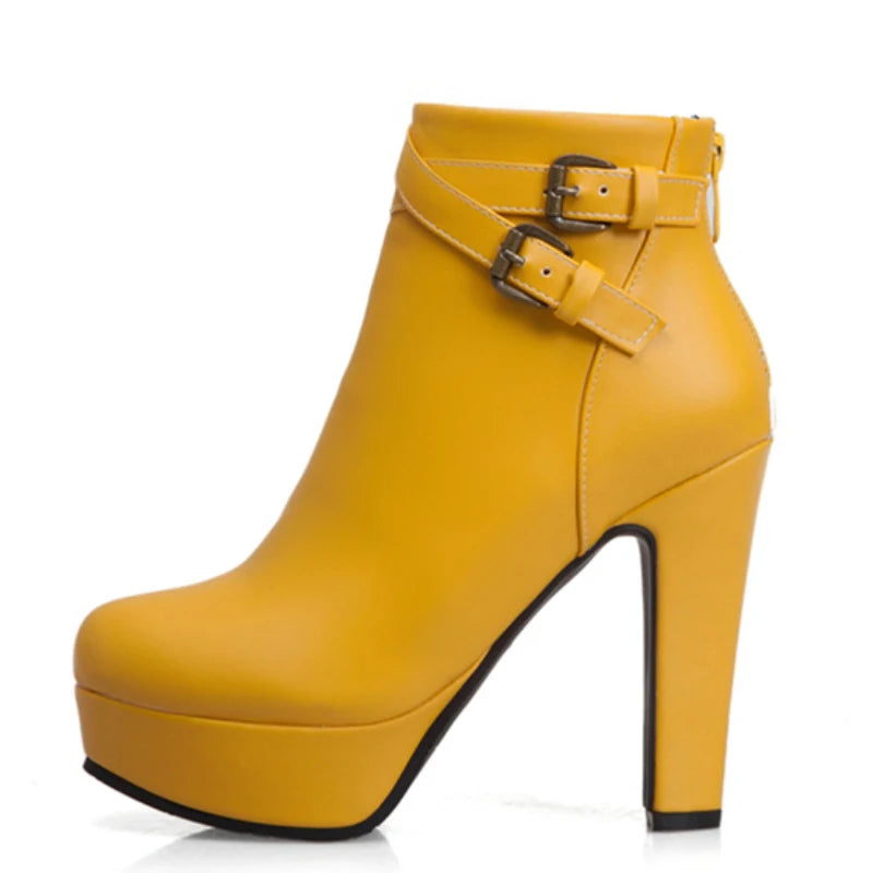 Do Me In The Booty Side Buckle Platform Ankle Boot Heels