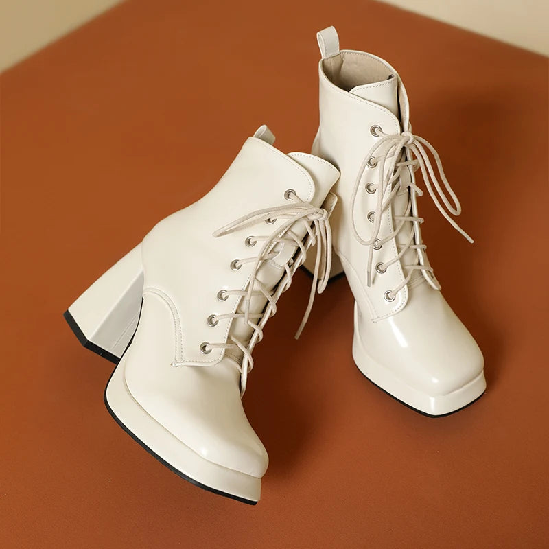 Rub Me Rubber Chunky Ankle Boot Heels