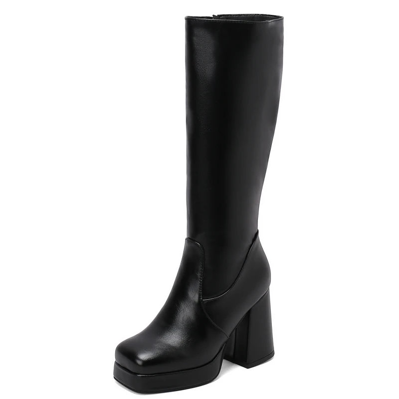 Strutting Sally Platform Knee High Boot Heels