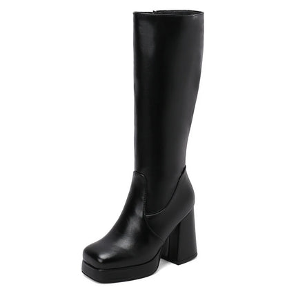 Strutting Sally Platform Knee High Boot Heels