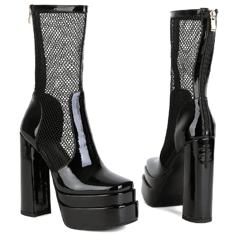 Mama's Mesh Platform Ankle Boot Heels