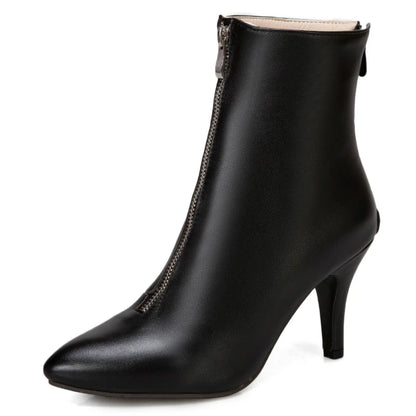 Fuck Me From The Back To The Front Zipper Ankle Boot Heels