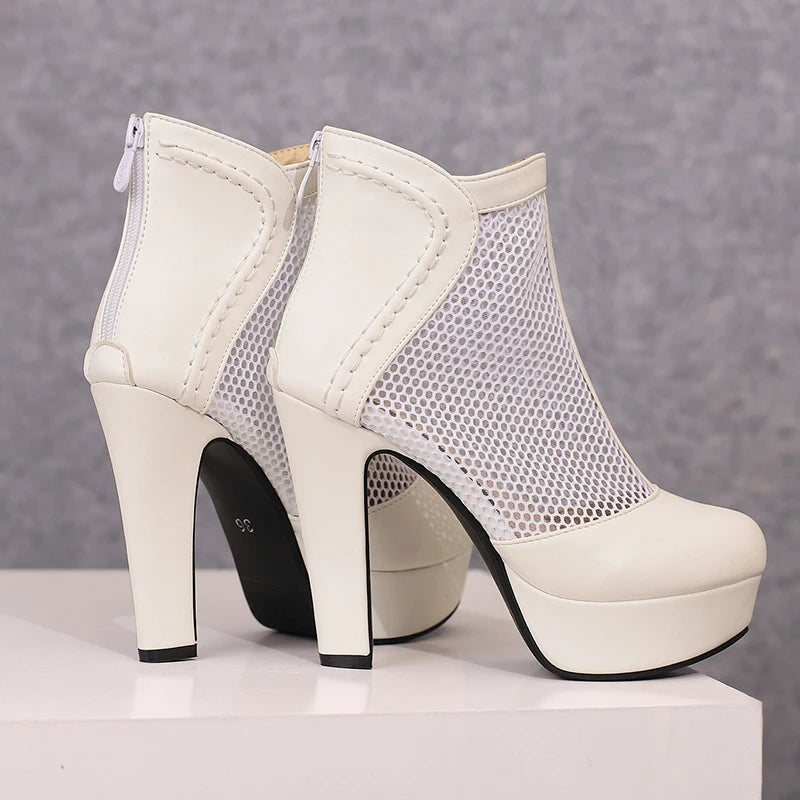 Miss Girl's Mesh Ankle Boot Heels