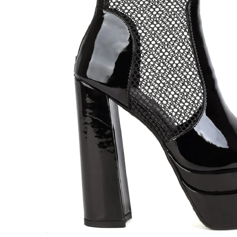 Mama's Mesh Platform Ankle Boot Heels