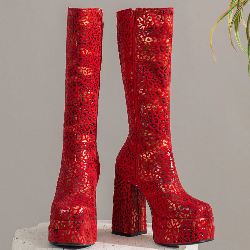 Dick In Me Disco Knee High Boot Heels