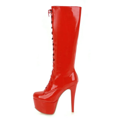 Vivacious Video Vixen Knee High Boot Heels