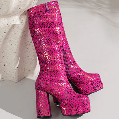 Dick In Me Disco Knee High Boot Heels