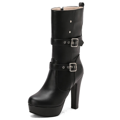Milk Me Mid-Calf Ankle Boot Heels