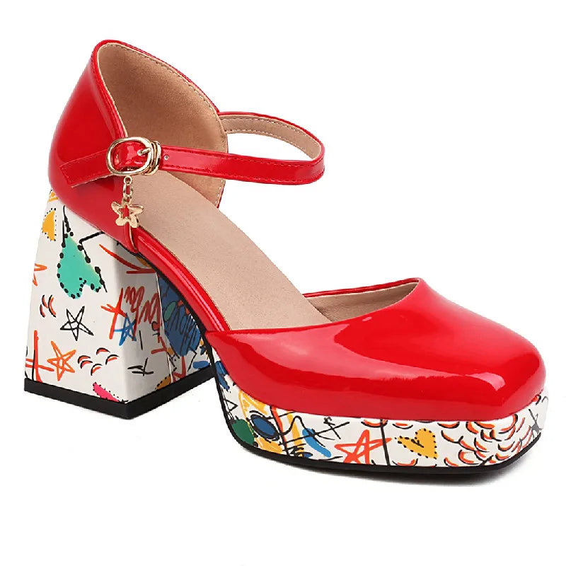 Sketchbook Boi Ankle Strap Sandal Heels