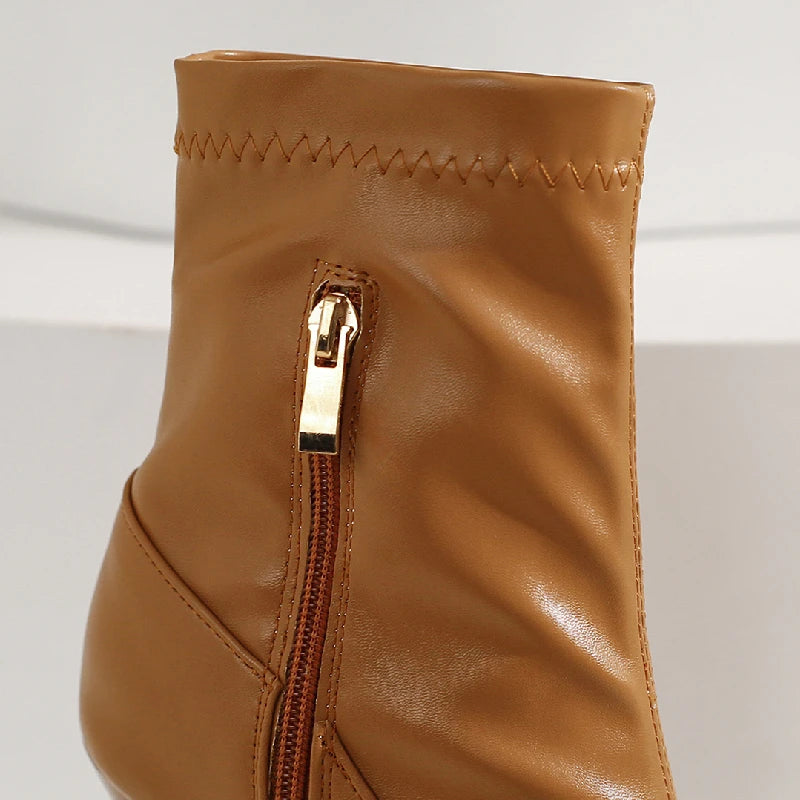 Luscious London Side Zipper Ankle Boot Heels