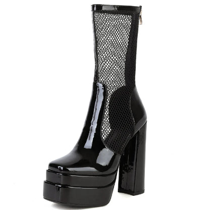 Mama's Mesh Platform Ankle Boot Heels