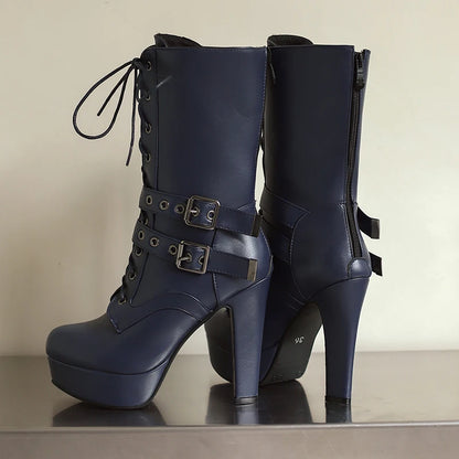 Make Me Moan Mid Calf Boot Heels