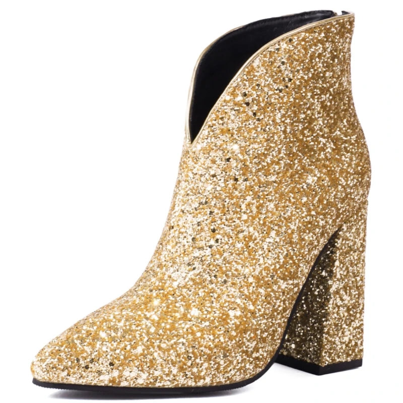 Shade & Shimmer Sequence Ankle Boot Heels