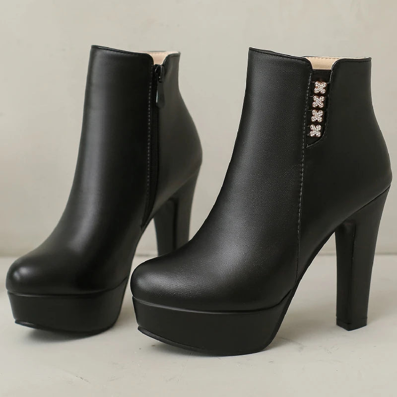 Disco Crystal Side Ankle Boot Heels