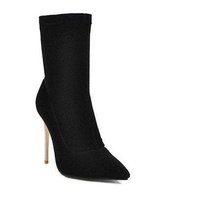 Que Chique Ankle Sock Boot Heels