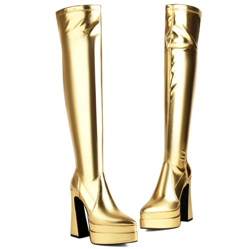 Give Me Groovy Knee High Boot Heels