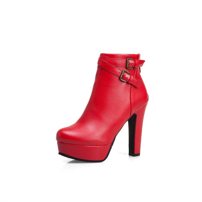 Do Me In The Booty Side Buckle Platform Ankle Boot Heels