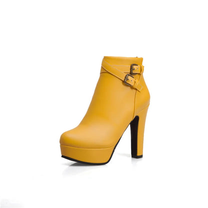 Do Me In The Booty Side Buckle Platform Ankle Boot Heels