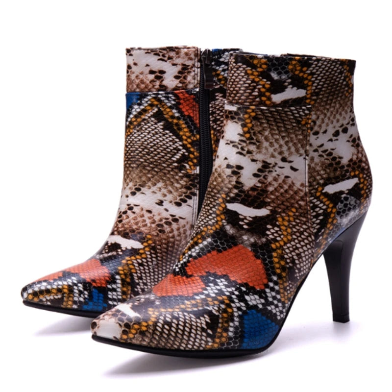 Strutting Sneaky Snake Ankle Boot Heels