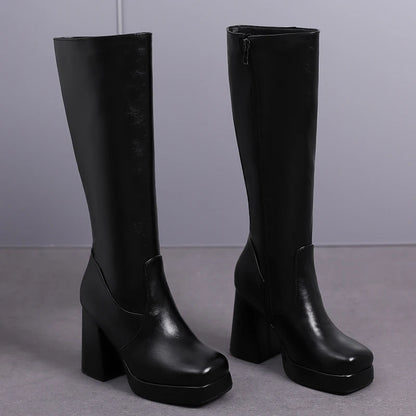 Strutting Sally Platform Knee High Boot Heels