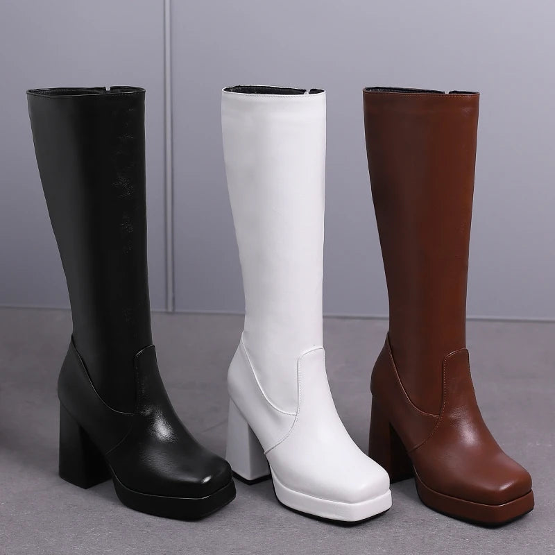 Strutting Sally Platform Knee High Boot Heels